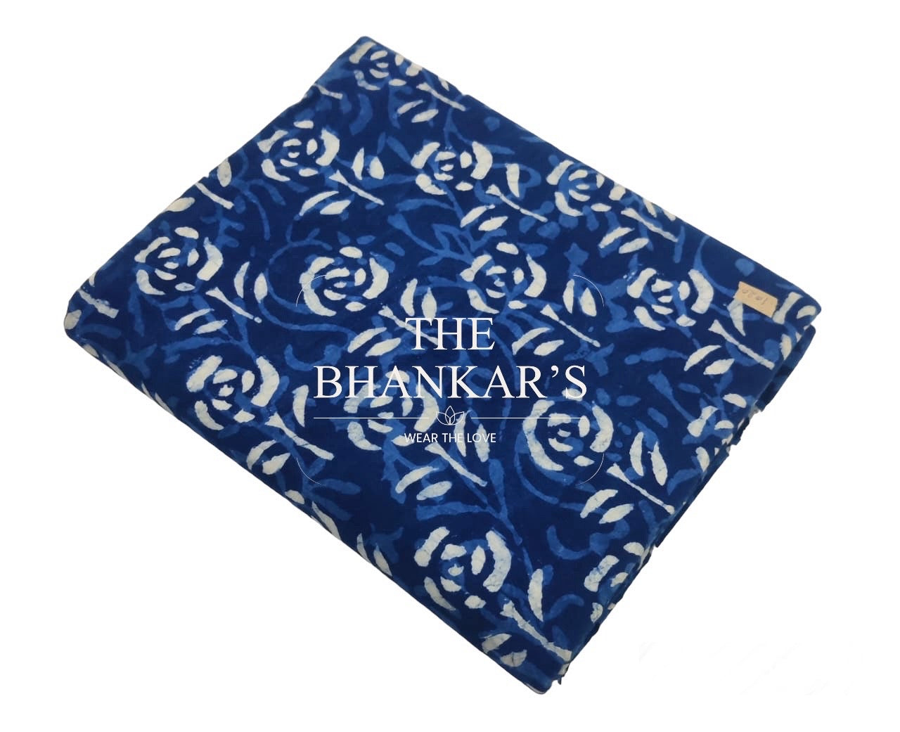 Floral Indigo Fabric - INDIGO COTTON HAND PRINTED YARDAGE