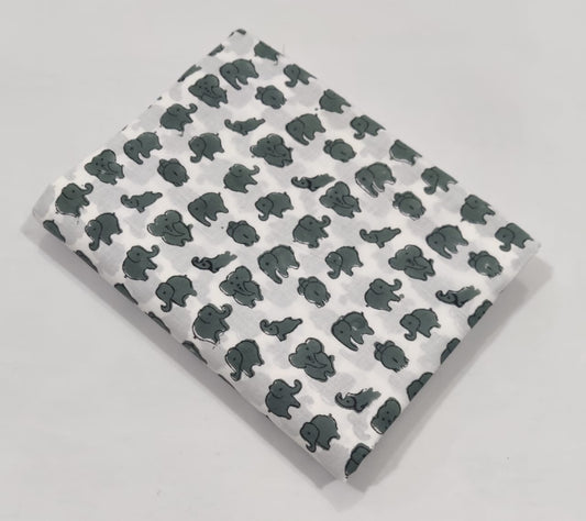 NATURAL DYES HANDBLOCK RAPID ELEPHANT PRINT COTTON FABRIC