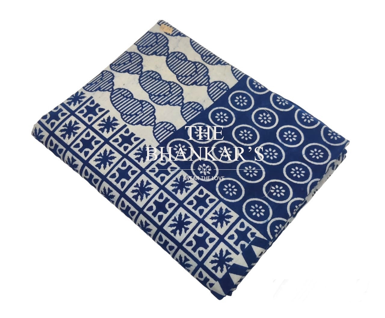 Patchwork Indigo Fabric - INDIGO COTTON HAND PRINTED YARDAGE