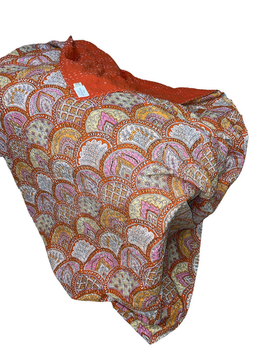 Orange Rainbow Print - Kantha Quilt, Kantha Bedcover, Coverlets, Kantha Throw