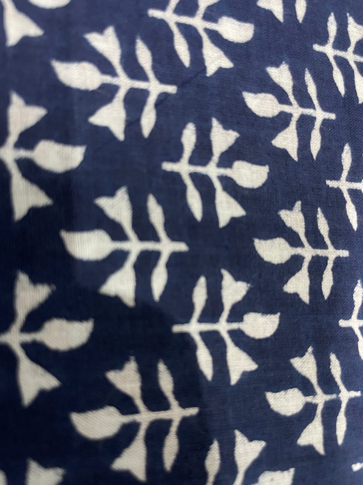 Small Buti Indigo Fabric - INDIGO COTTON HAND PRINTED YARDAGE