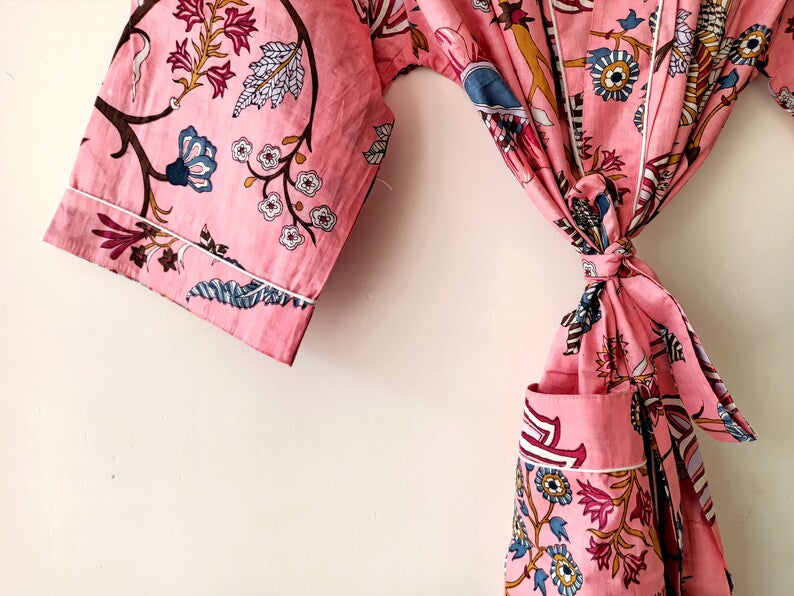 Peach colour Floral - Kimono Robe