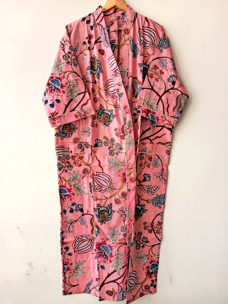 Peach colour Floral - Kimono Robe