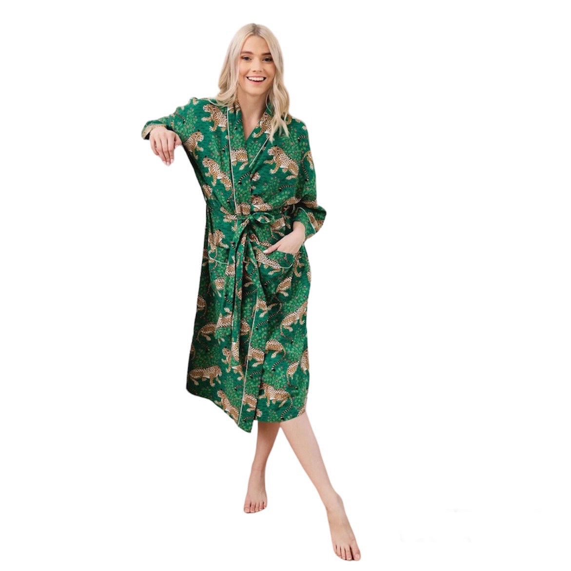 GREEN LEOPARD - KIMONO ROBE