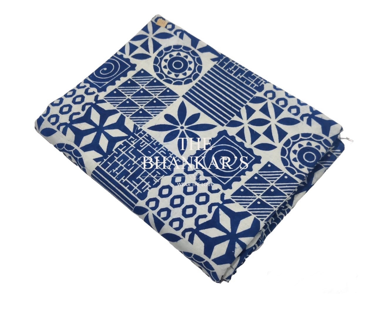 Patchwork Indigo Fabric - INDIGO COTTON HAND PRINTED YARDAGE