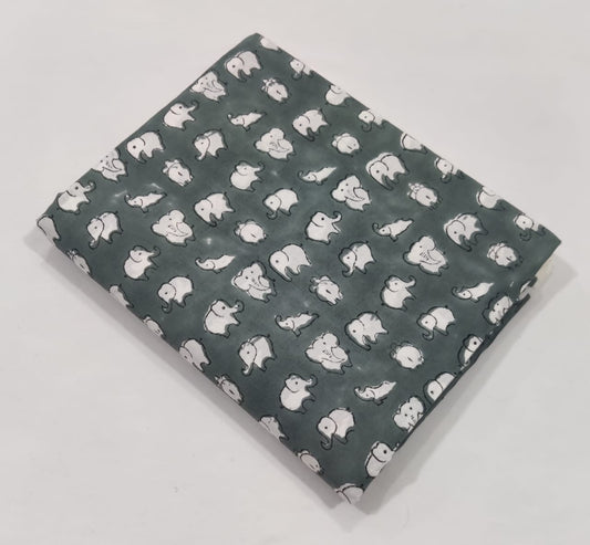 NATURAL DYES HANDBLOCK RAPID ELEPHANT PRINT COTTON FABRIC