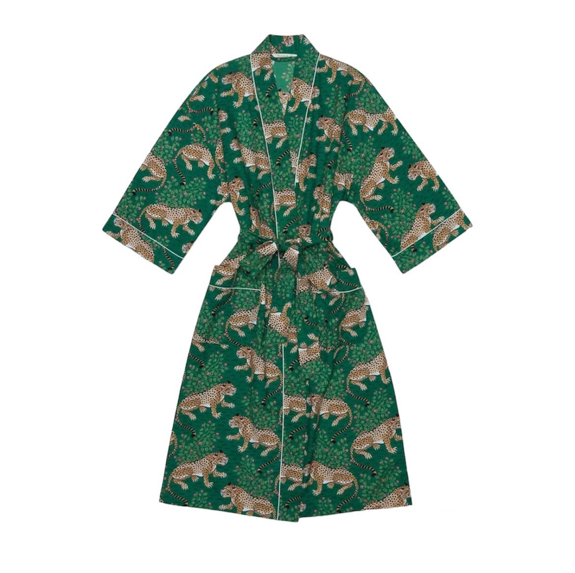 GREEN LEOPARD - KIMONO ROBE