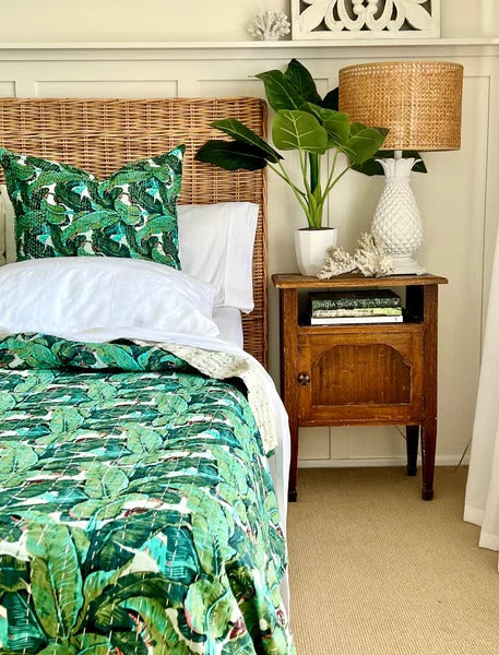 Tropical Banana Leaves Twin/Queen/King Size Kantha Bedspread