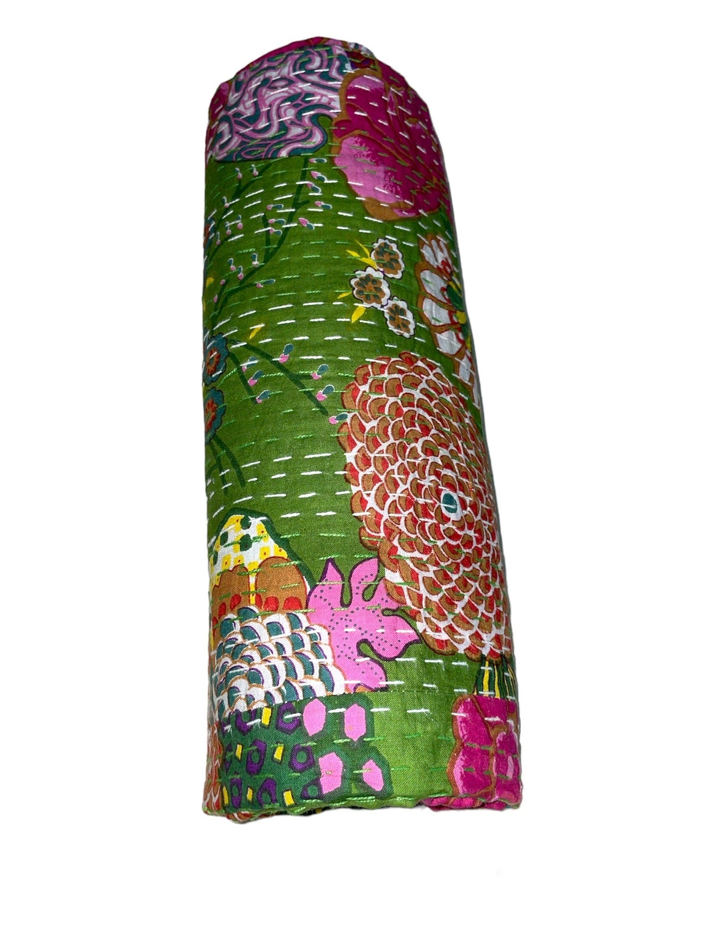 Green Tropical - Kantha Quilt, Kantha Bedcover, Coverlets, Kantha Throw