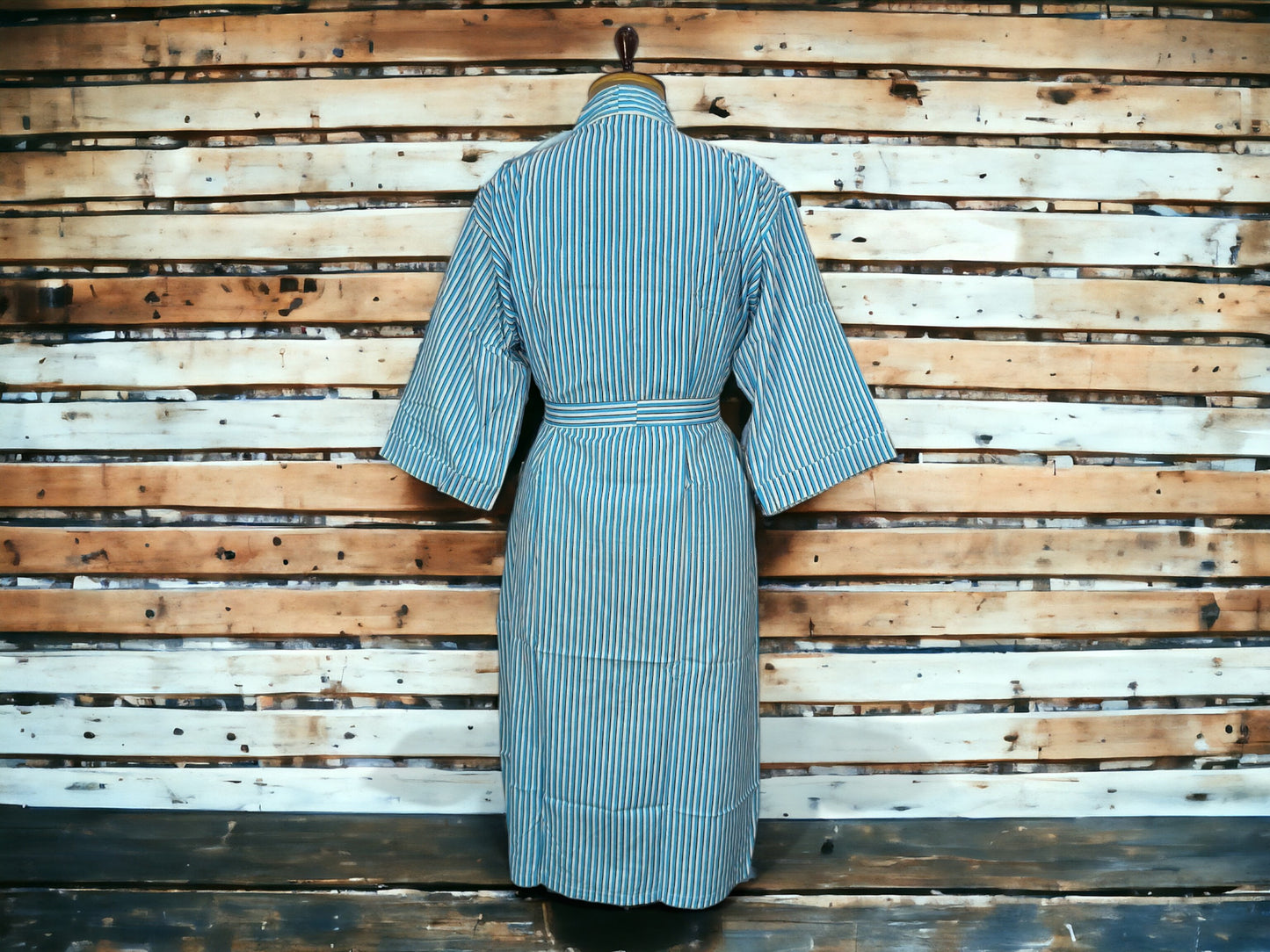 SKY BLUE STRIPE Print - Kimono Robe