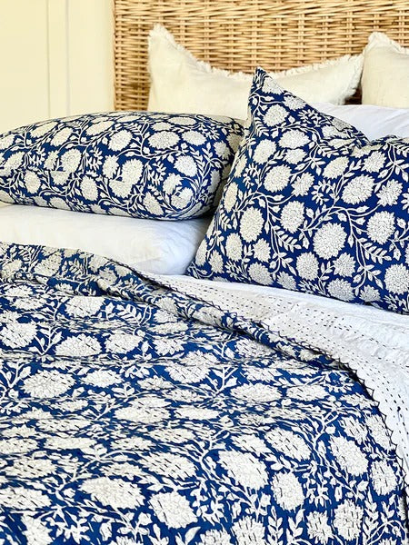 Cobalt Blue Twin/Queen/King Size Kantha Bedspread