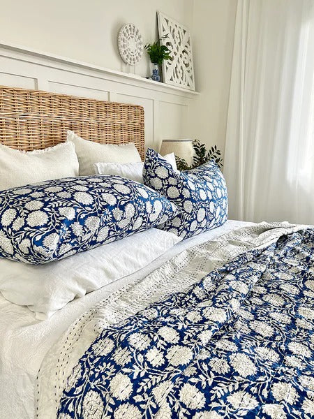 Cobalt Blue Twin/Queen/King Size Kantha Bedspread