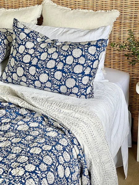 Cobalt Blue Twin/Queen/King Size Kantha Bedspread