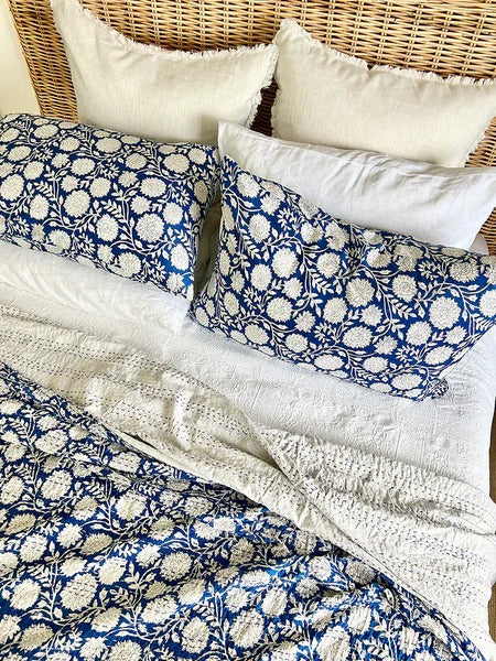 Cobalt Blue Twin/Queen/King Size Kantha Bedspread