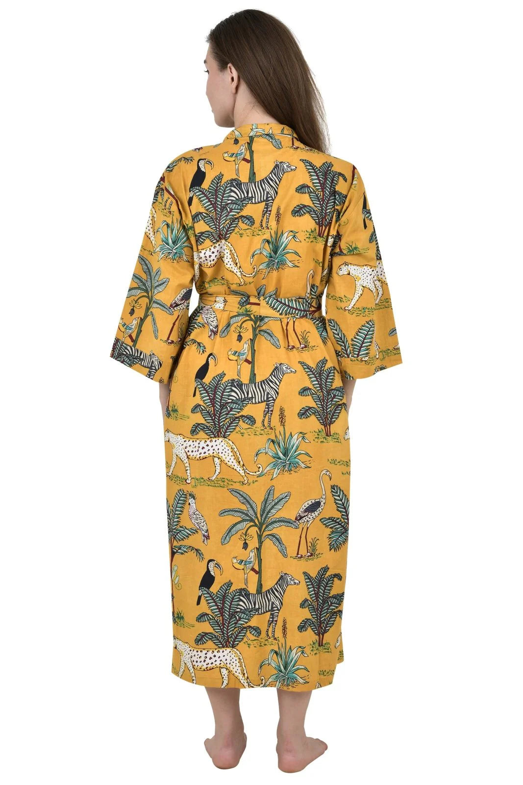 YELLOW SAFARI Print - Kimono Robe